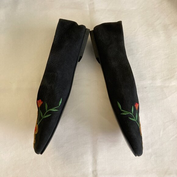 Great Condition, SZ 8.5, SEYCHELLES, Embroidered Black Suede Ballet Flats - Picture 4 of 5
